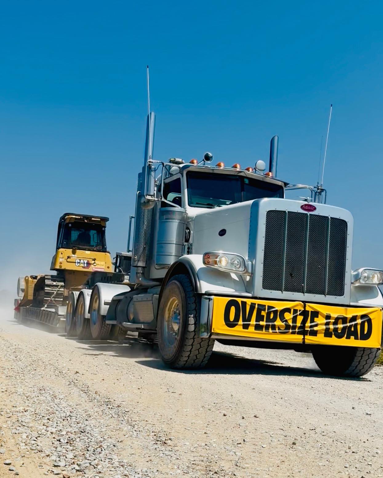 Modern Shovel hauling truck with oversize load